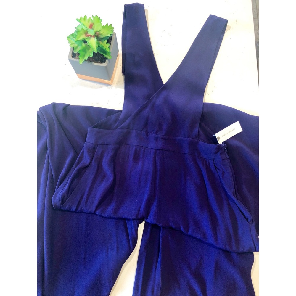 Mauve Anthropologie Apron Wide Leg Jumpsuit